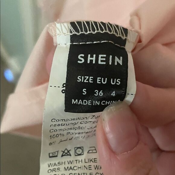 SHEIN Blush Blouse with Sheer Floral Sleeves - Picture 2 of 4